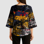 Adelaide Crows Kimono Sleeve Blouse Urban Graffiti Street Art - Bold Abstract Spray Paint