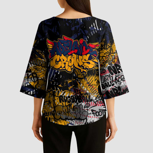 Adelaide Crows Kimono Sleeve Blouse Urban Graffiti Street Art - Bold Abstract Spray Paint