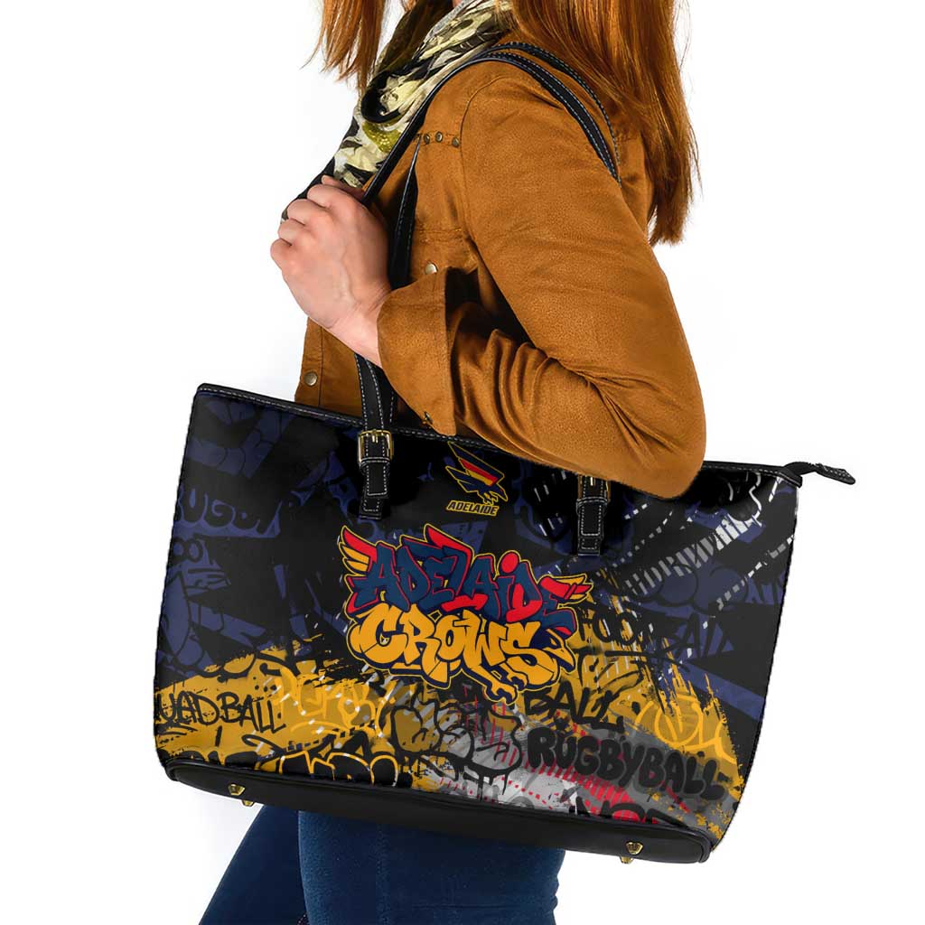Adelaide Crows Leather Tote Bag Urban Graffiti Street Art - Bold Abstract Spray Paint