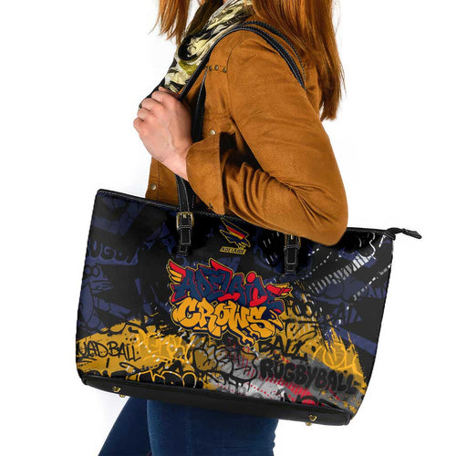 Adelaide Crows Leather Tote Bag Urban Graffiti Street Art - Bold Abstract Spray Paint