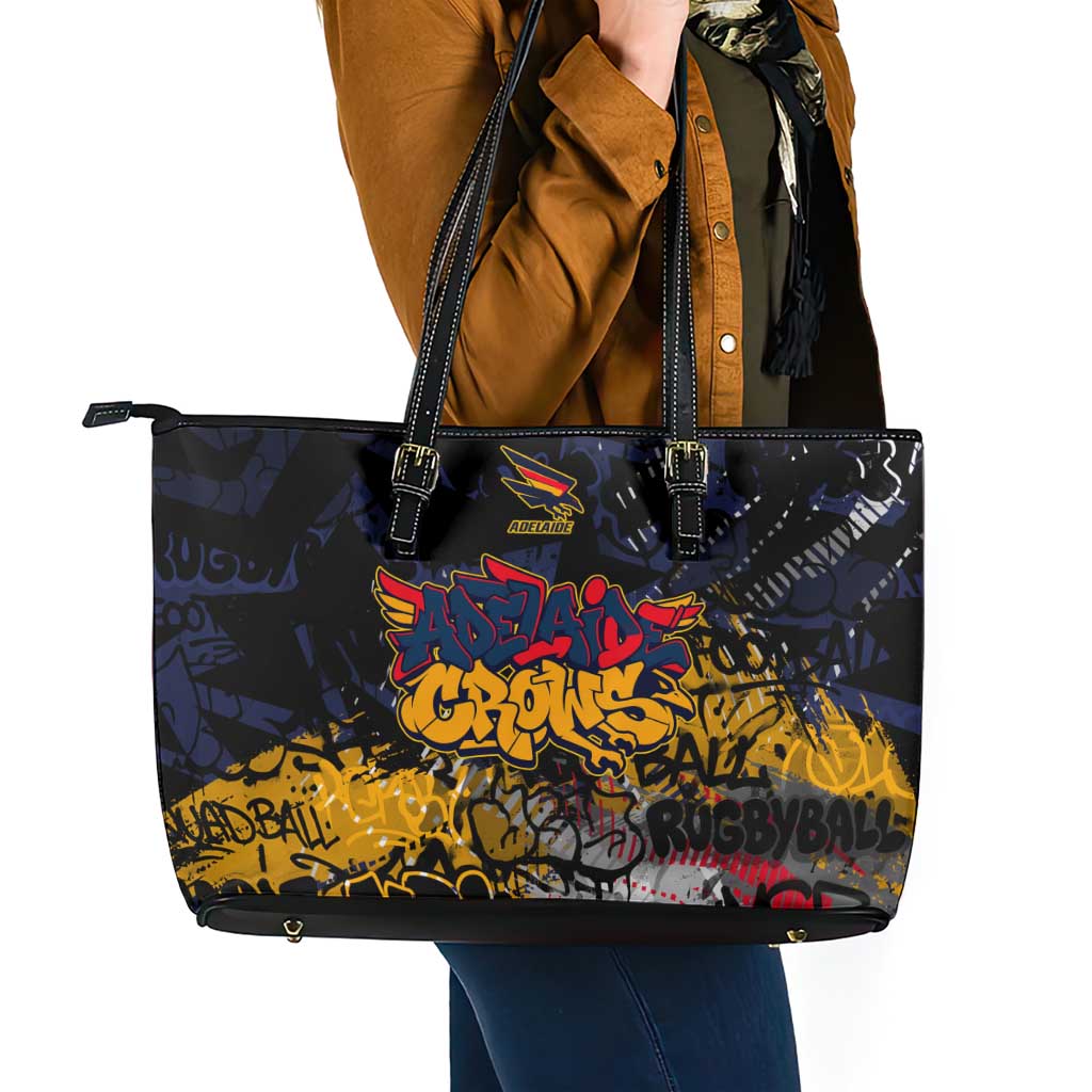 Adelaide Crows Leather Tote Bag Urban Graffiti Street Art - Bold Abstract Spray Paint