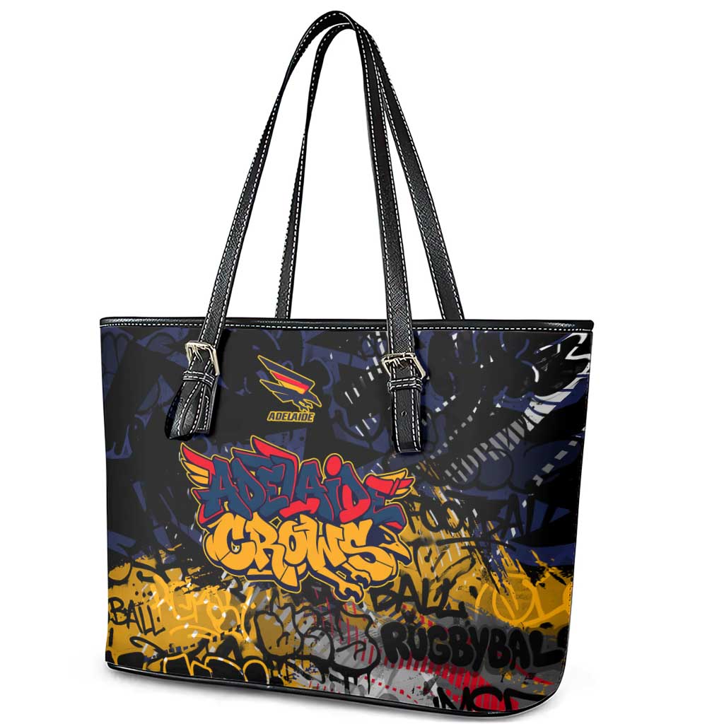 Adelaide Crows Leather Tote Bag Urban Graffiti Street Art - Bold Abstract Spray Paint