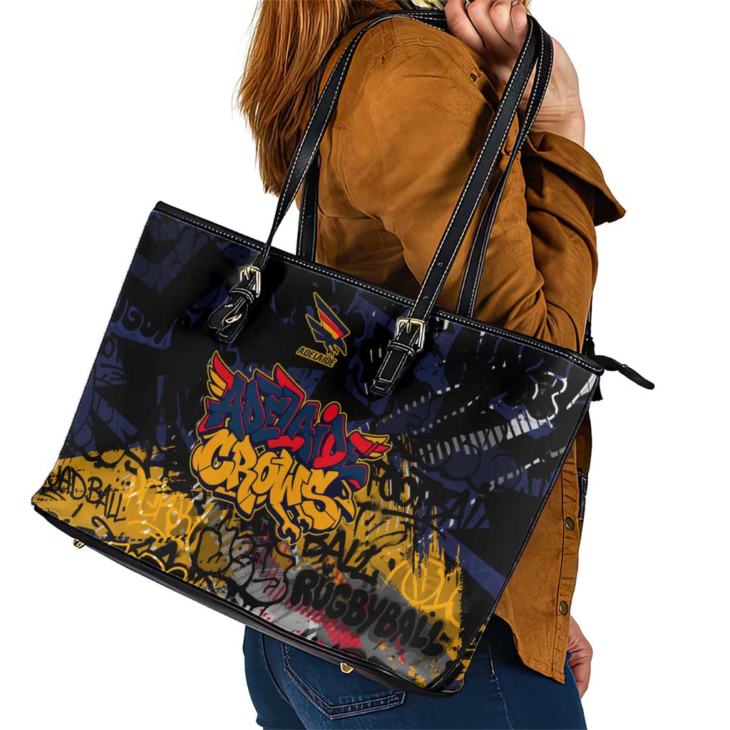 Adelaide Crows Leather Tote Bag Urban Graffiti Street Art - Bold Abstract Spray Paint