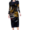 Adelaide Crows Long Sleeve Bodycon Dress Urban Graffiti Street Art - Bold Abstract Spray Paint