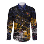 Adelaide Crows Long Sleeve Button Shirt Urban Graffiti Street Art - Bold Abstract Spray Paint