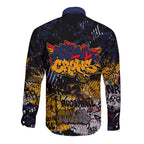 Adelaide Crows Long Sleeve Button Shirt Urban Graffiti Street Art - Bold Abstract Spray Paint