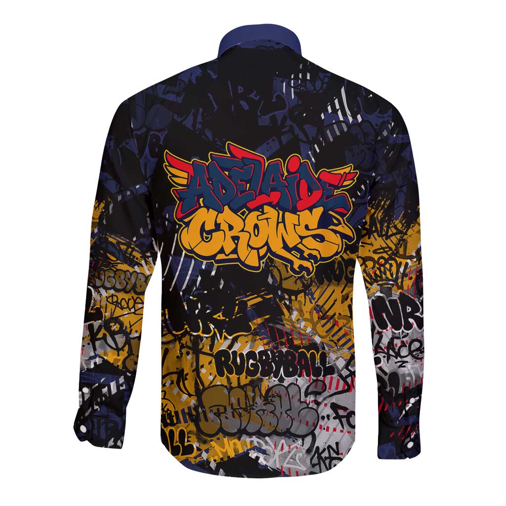 Adelaide Crows Long Sleeve Button Shirt Urban Graffiti Street Art - Bold Abstract Spray Paint