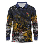 Adelaide Crows Long Sleeve Polo Shirt Urban Graffiti Street Art - Bold Abstract Spray Paint
