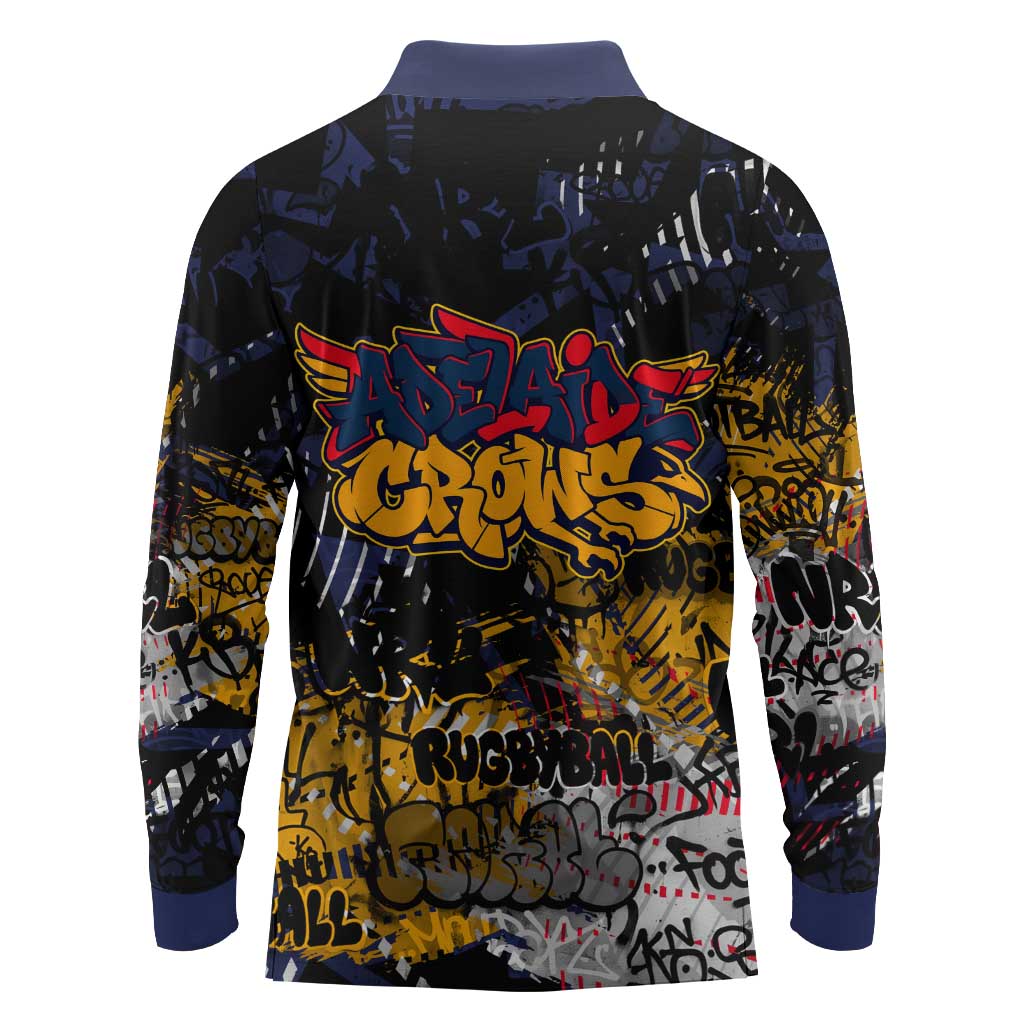 Adelaide Crows Long Sleeve Polo Shirt Urban Graffiti Street Art - Bold Abstract Spray Paint