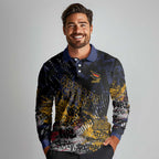Adelaide Crows Long Sleeve Polo Shirt Urban Graffiti Street Art - Bold Abstract Spray Paint