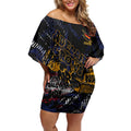 Adelaide Crows Off Shoulder Short Dress Urban Graffiti Street Art - Bold Abstract Spray Paint