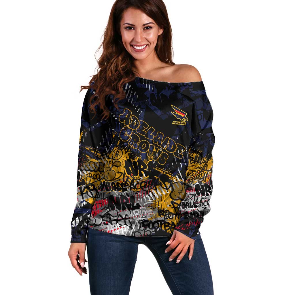 Adelaide Crows Off Shoulder Sweater Urban Graffiti Street Art - Bold Abstract Spray Paint