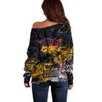 Adelaide Crows Off Shoulder Sweater Urban Graffiti Street Art - Bold Abstract Spray Paint