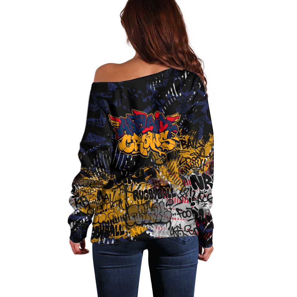 Adelaide Crows Off Shoulder Sweater Urban Graffiti Street Art - Bold Abstract Spray Paint