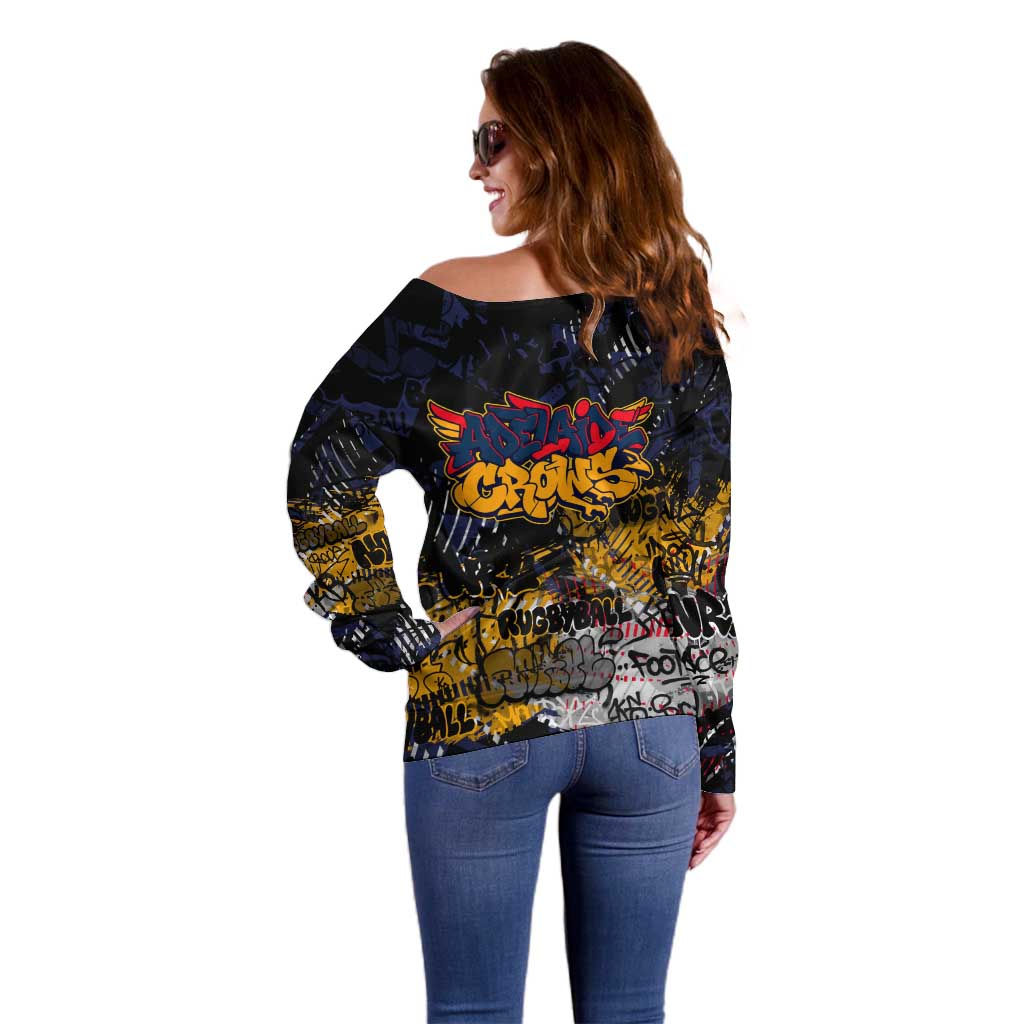 Adelaide Crows Off Shoulder Sweater Urban Graffiti Street Art - Bold Abstract Spray Paint
