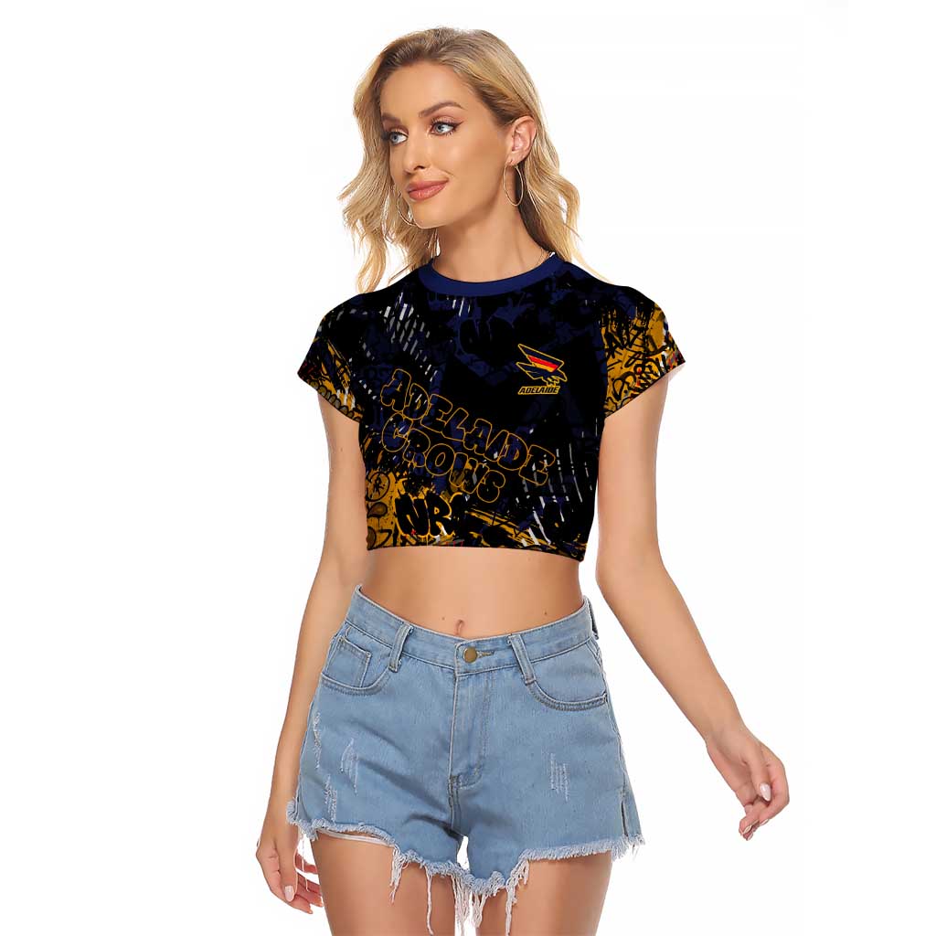 Adelaide Crows Raglan Cropped T Shirt Urban Graffiti Street Art - Bold Abstract Spray Paint