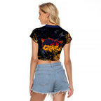 Adelaide Crows Raglan Cropped T Shirt Urban Graffiti Street Art - Bold Abstract Spray Paint