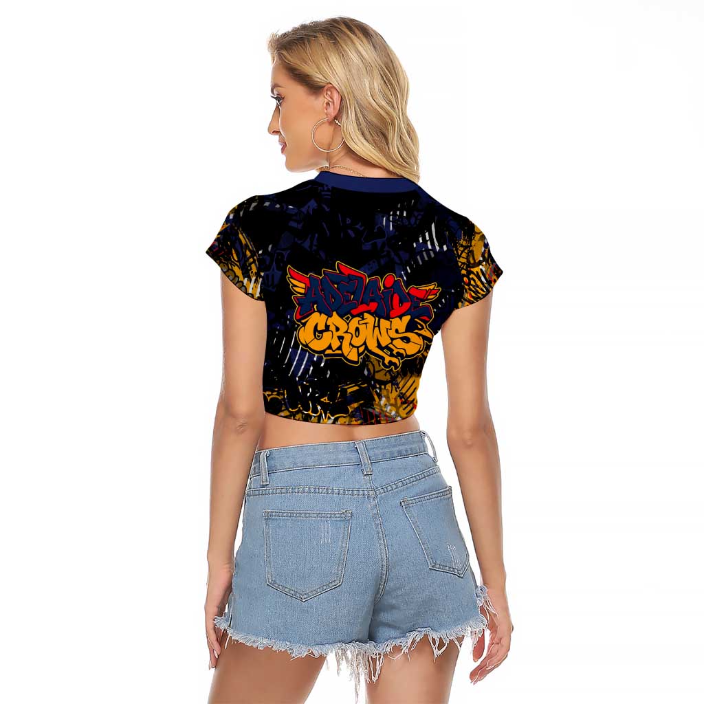 Adelaide Crows Raglan Cropped T Shirt Urban Graffiti Street Art - Bold Abstract Spray Paint