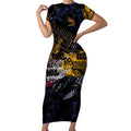 Adelaide Crows Short Sleeve Bodycon Dress Urban Graffiti Street Art - Bold Abstract Spray Paint