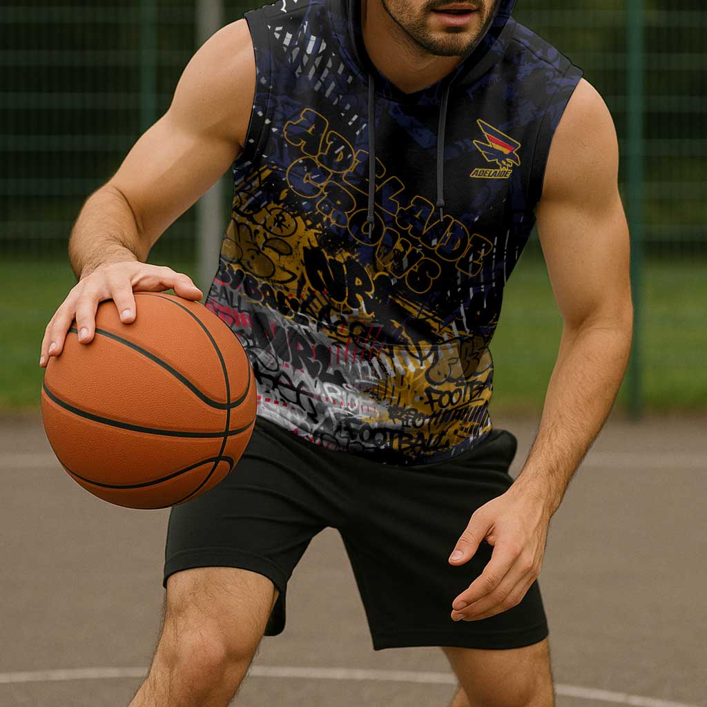 Adelaide Crows Sleeveless Hoodie Urban Graffiti Street Art - Bold Abstract Spray Paint