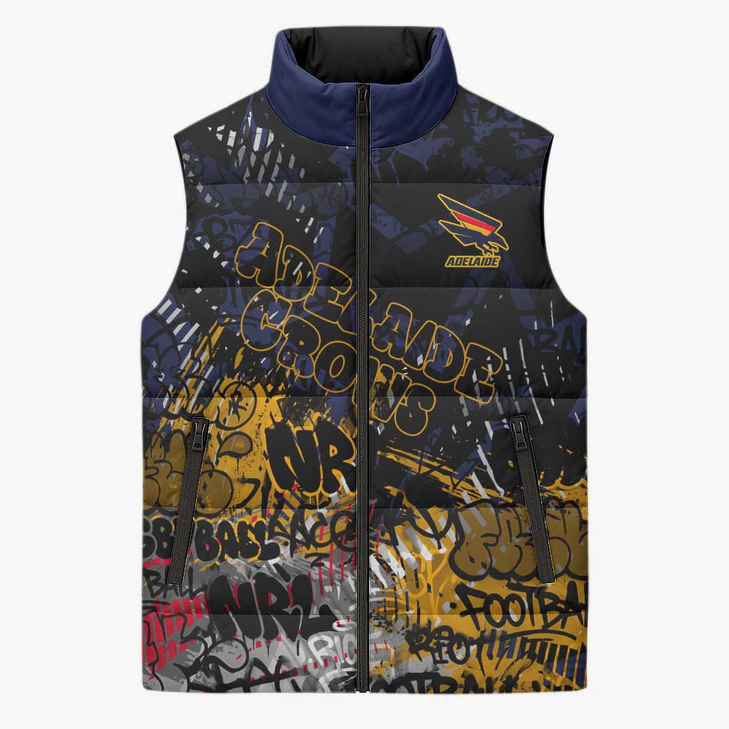 Adelaide Crows Sleeveless Puffer Jacket Urban Graffiti Street Art - Bold Abstract Spray Paint
