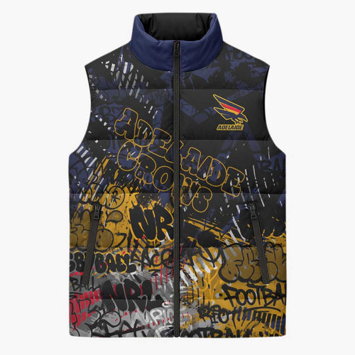 Adelaide Crows Sleeveless Puffer Jacket Urban Graffiti Street Art - Bold Abstract Spray Paint