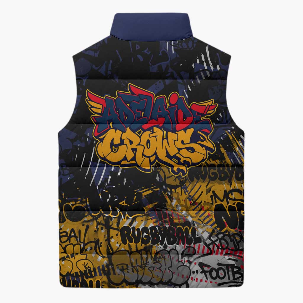 Adelaide Crows Sleeveless Puffer Jacket Urban Graffiti Street Art - Bold Abstract Spray Paint