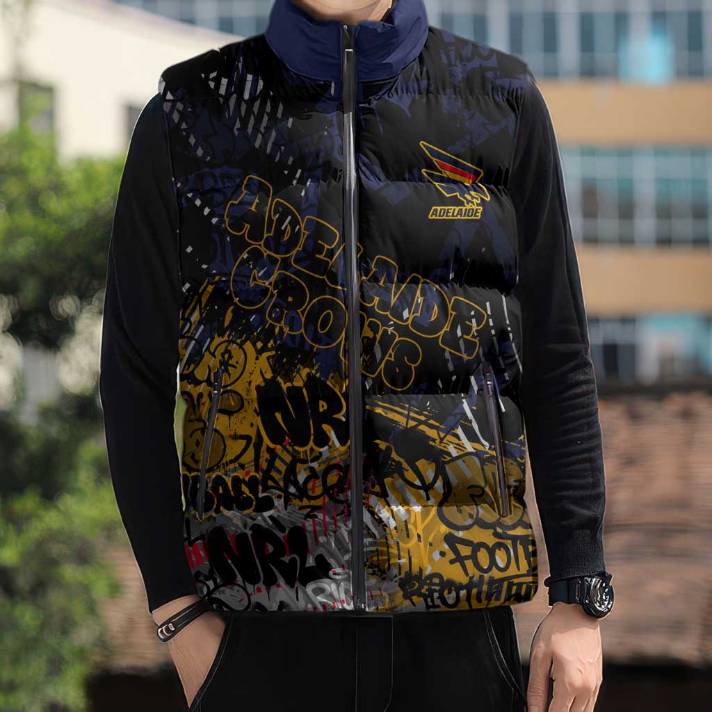 Adelaide Crows Sleeveless Puffer Jacket Urban Graffiti Street Art - Bold Abstract Spray Paint