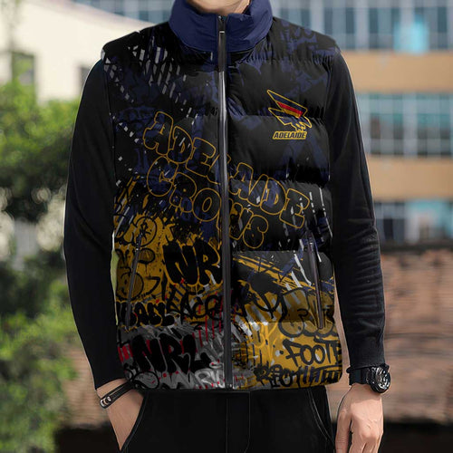 Adelaide Crows Sleeveless Puffer Jacket Urban Graffiti Street Art - Bold Abstract Spray Paint