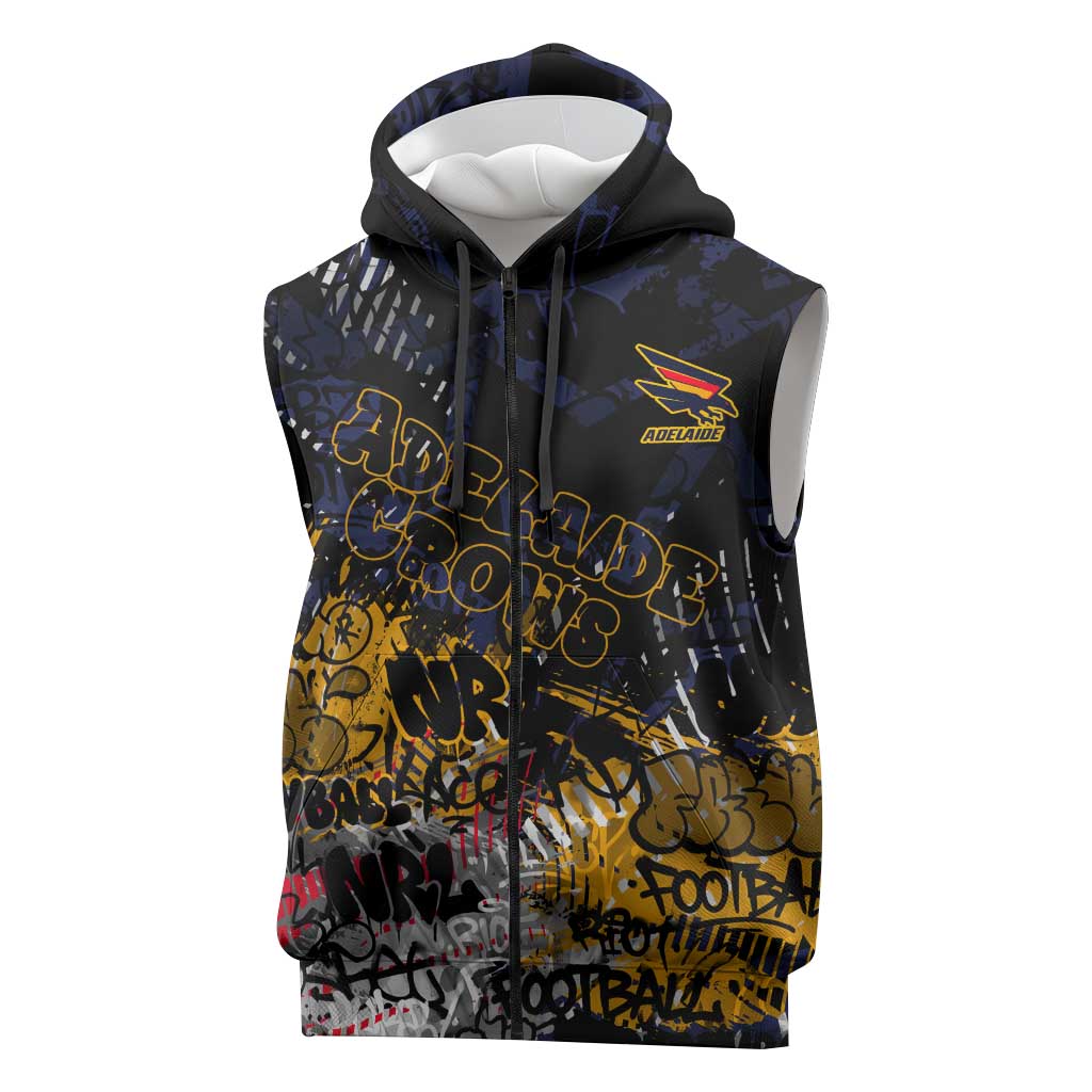 Adelaide Crows Sleeveless Zip Hoodie Urban Graffiti Street Art - Bold Abstract Spray Paint