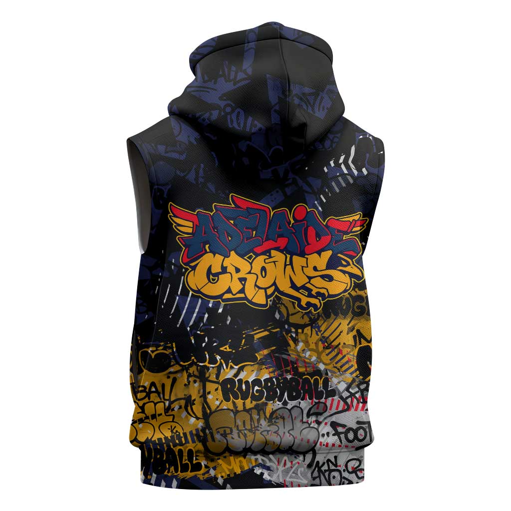 Adelaide Crows Sleeveless Zip Hoodie Urban Graffiti Street Art - Bold Abstract Spray Paint