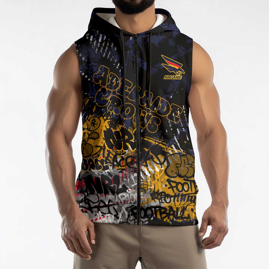 Adelaide Crows Sleeveless Zip Hoodie Urban Graffiti Street Art - Bold Abstract Spray Paint