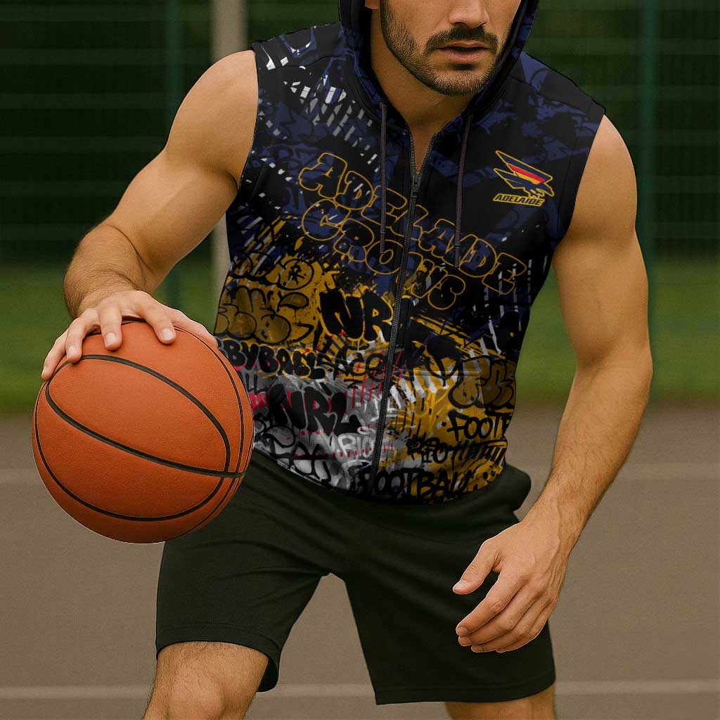 Adelaide Crows Sleeveless Zip Hoodie Urban Graffiti Street Art - Bold Abstract Spray Paint