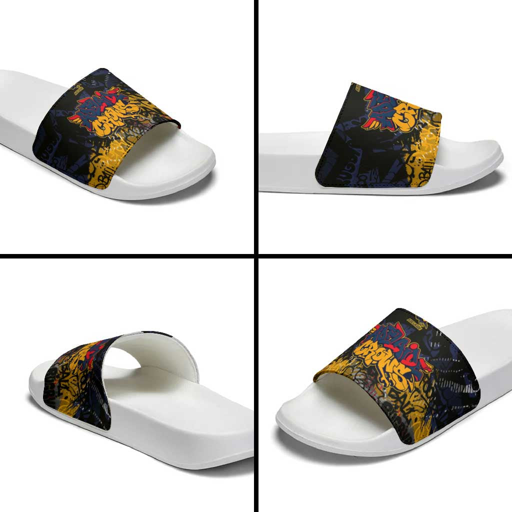 Adelaide Crows Slide Sandals Urban Graffiti Street Art - Bold Abstract Spray Paint
