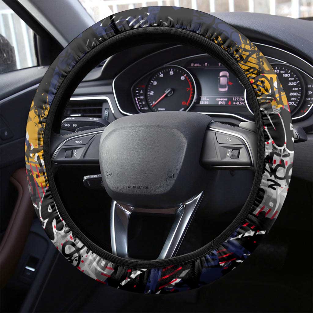 Adelaide Crows Steering Wheel Cover Urban Graffiti Street Art - Bold Abstract Spray Paint