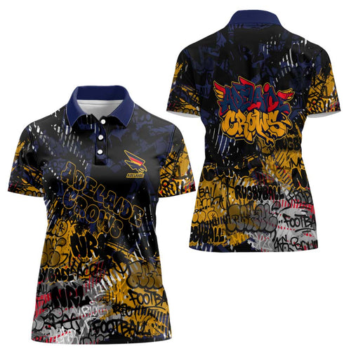 Adelaide Crows Women Polo Shirt Urban Graffiti Street Art - Bold Abstract Spray Paint