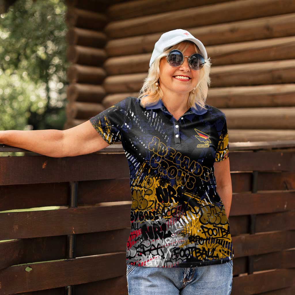 Adelaide Crows Women Polo Shirt Urban Graffiti Street Art - Bold Abstract Spray Paint