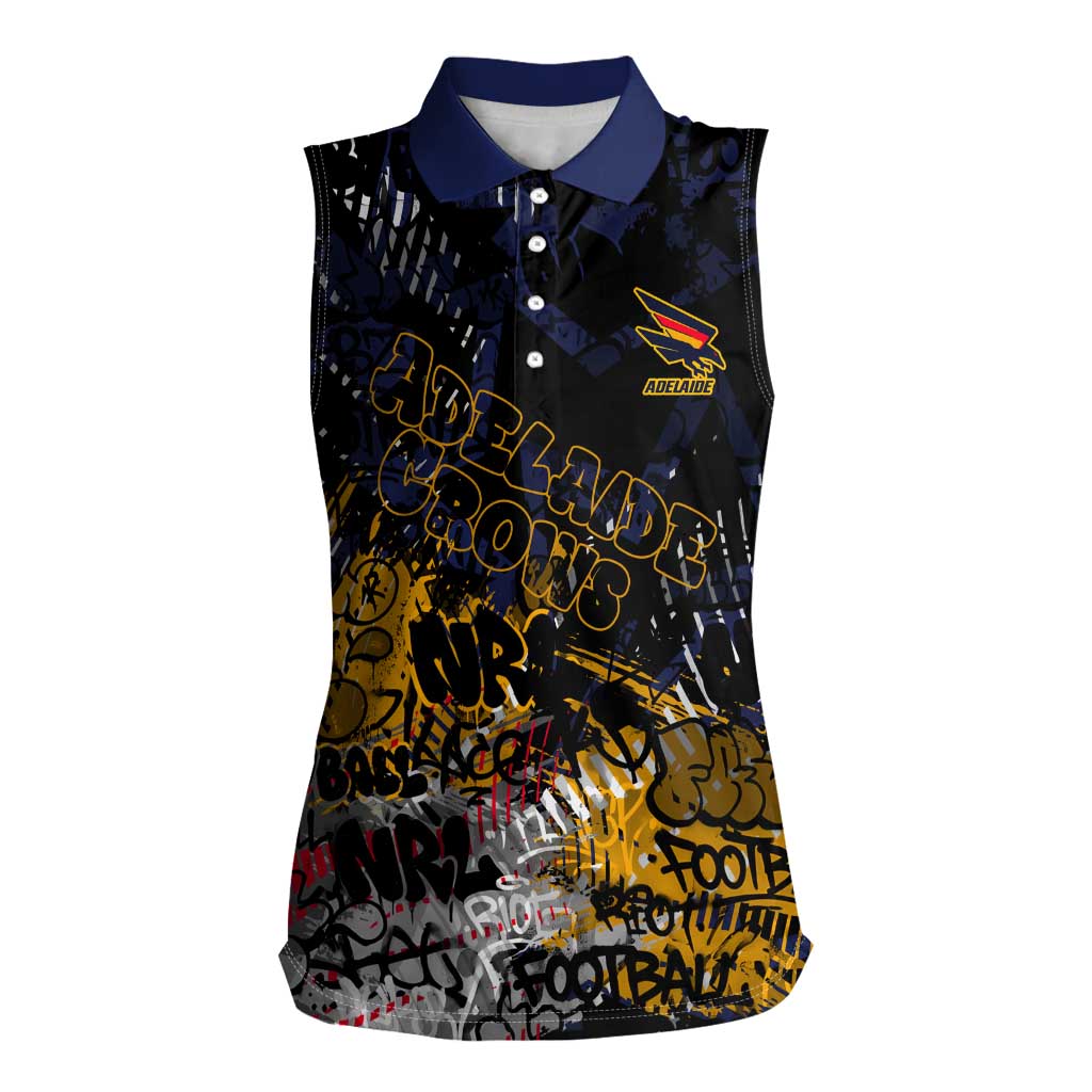 Adelaide Crows Women Sleeveless Polo Shirt Urban Graffiti Street Art - Bold Abstract Spray Paint