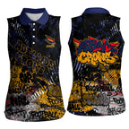 Adelaide Crows Women Sleeveless Polo Shirt Urban Graffiti Street Art - Bold Abstract Spray Paint