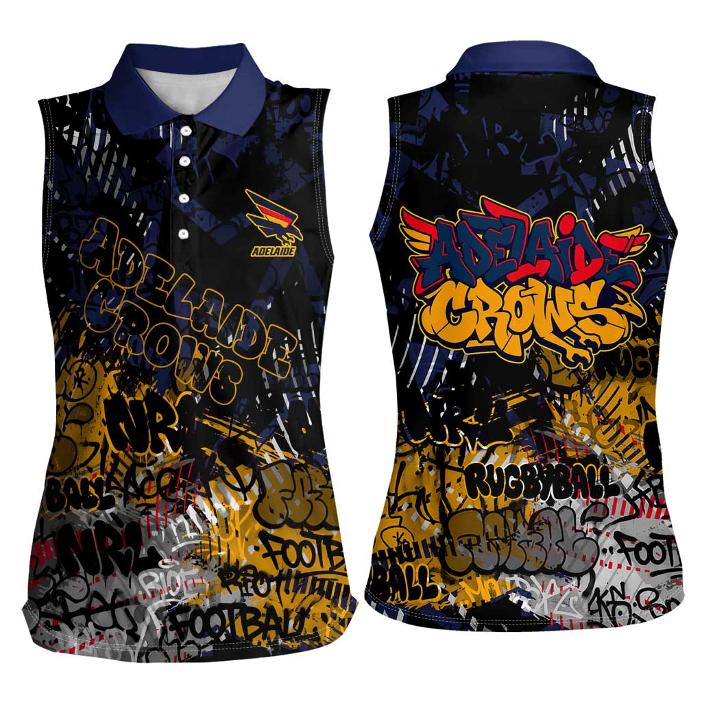 Adelaide Crows Women Sleeveless Polo Shirt Urban Graffiti Street Art - Bold Abstract Spray Paint