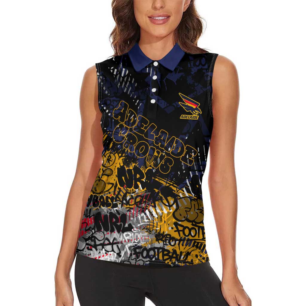 Adelaide Crows Women Sleeveless Polo Shirt Urban Graffiti Street Art - Bold Abstract Spray Paint