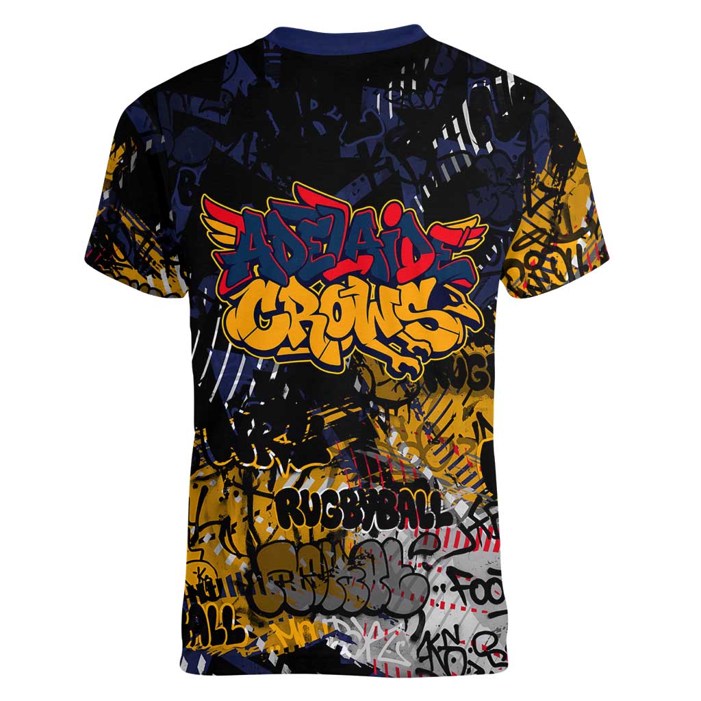 Adelaide Crows Women V-Neck T-Shirt Urban Graffiti Street Art - Bold Abstract Spray Paint