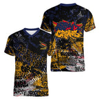 Adelaide Crows Women V-Neck T-Shirt Urban Graffiti Street Art - Bold Abstract Spray Paint