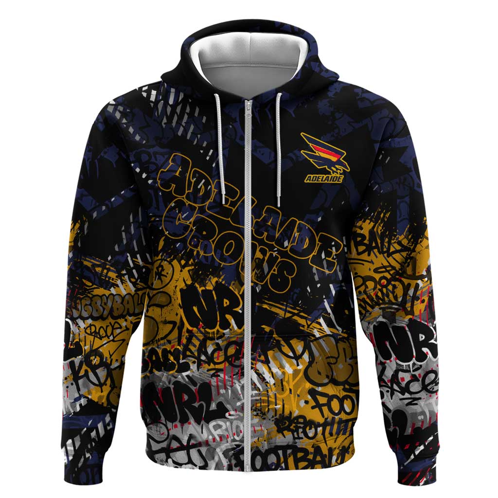 Adelaide Crows Zip Hoodie Urban Graffiti Street Art - Bold Abstract Spray Paint