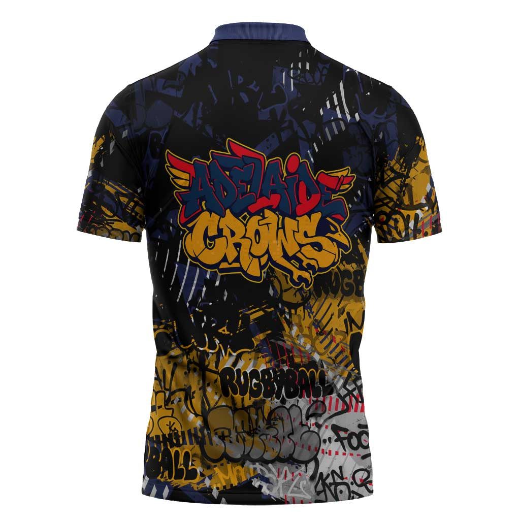 Adelaide Crows Zipper Polo Shirt Urban Graffiti Street Art - Bold Abstract Spray Paint