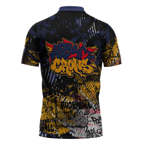 Adelaide Crows Zipper Polo Shirt Urban Graffiti Street Art - Bold Abstract Spray Paint
