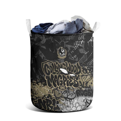Collingwood Magpies Laundry Basket Urban Graffiti Street Art - Bold Abstract Spray Paint
