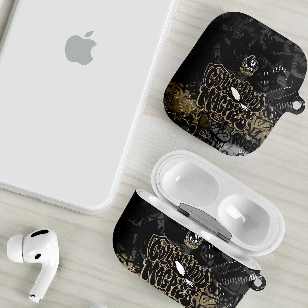 Collingwood Magpies AirPods Case Urban Graffiti Street Art - Bold Abstract Spray Paint