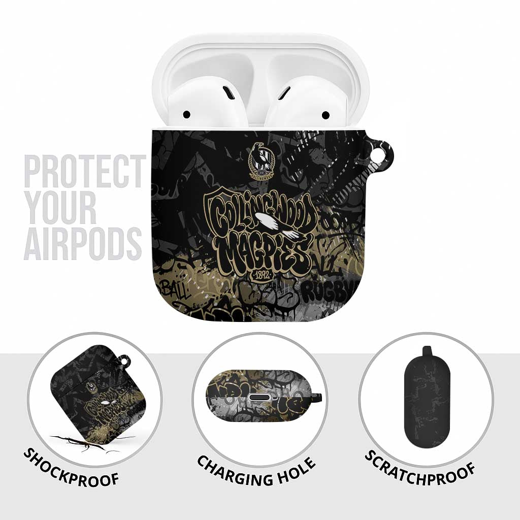 Collingwood Magpies AirPods Case Urban Graffiti Street Art - Bold Abstract Spray Paint
