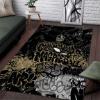 Collingwood Magpies Area Rug Urban Graffiti Street Art - Bold Abstract Spray Paint